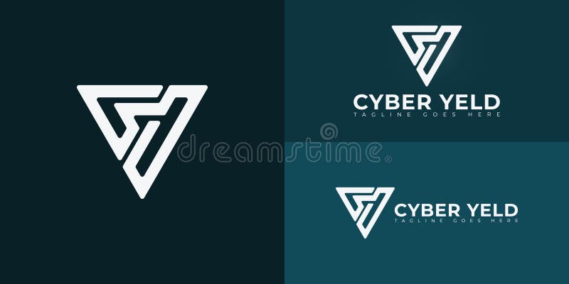 Abstract initial triangle letters CY or YC logo in white color isolated on multiple background colors. vector illustration