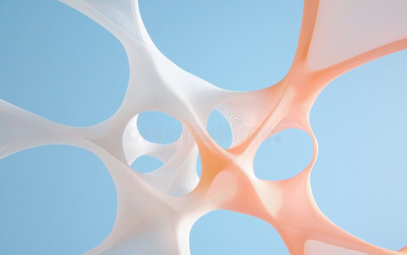 Abstract Interconnected Organic Forms in Peach White and Light Blue stock illustration