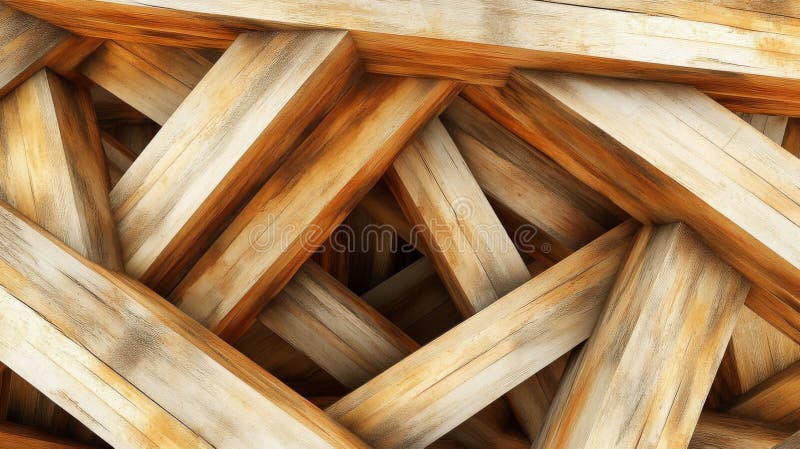 Abstract Interlocking Wooden Beams Pattern vector illustration