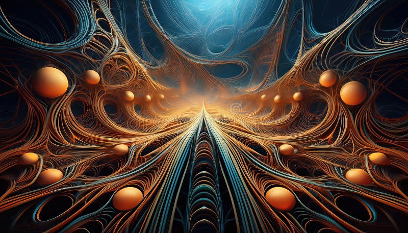 Abstract Intricate Line and Shape Pattern A Dynamic Mesmerizing Artwork Fusing Colors and Textures to Elevate Your Space stock illustration
