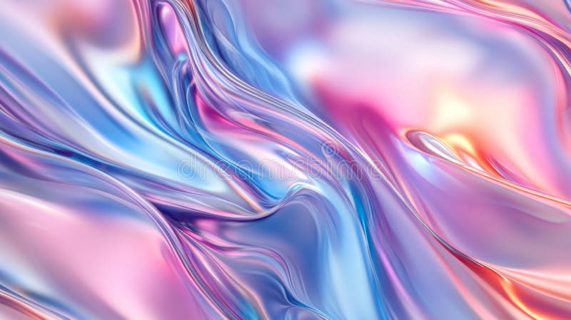 Abstract Iridescent Fluid Background with Pastel Pink and Blue Swirls royalty free illustration