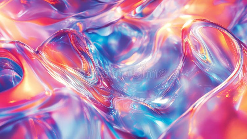 Abstract Iridescent Fluid Background with Pink and Blue Swirls vector illustration