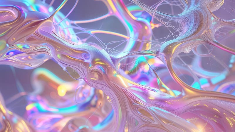 Abstract iridescent fluid shapes creating a surreal and dreamlike atmosphere royalty free illustration