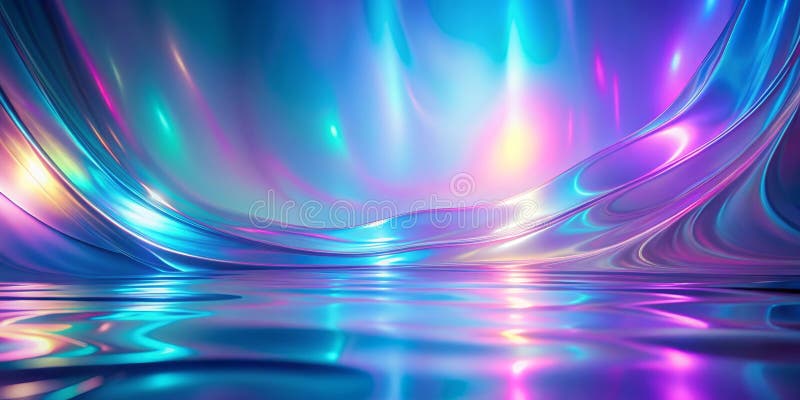 Abstract iridescent fluid wave background with vibrant colors. Generative AI royalty free illustration
