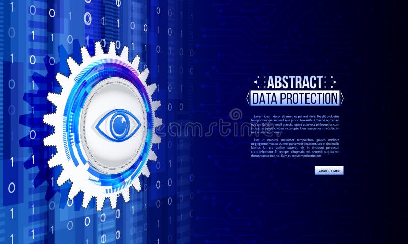 Abstract isometric high tech background with cyber eye data protection. vector illustration