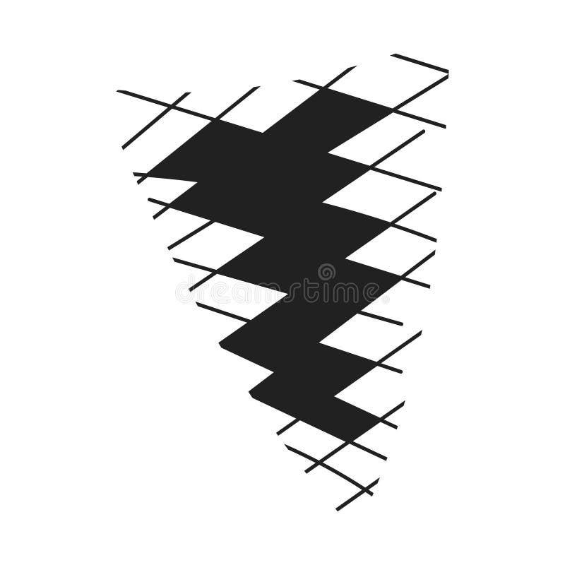 Abstract Isometric Square floor with Hole. Silhouette, contour design Element. Hand drawn. Rectangle vector illustration