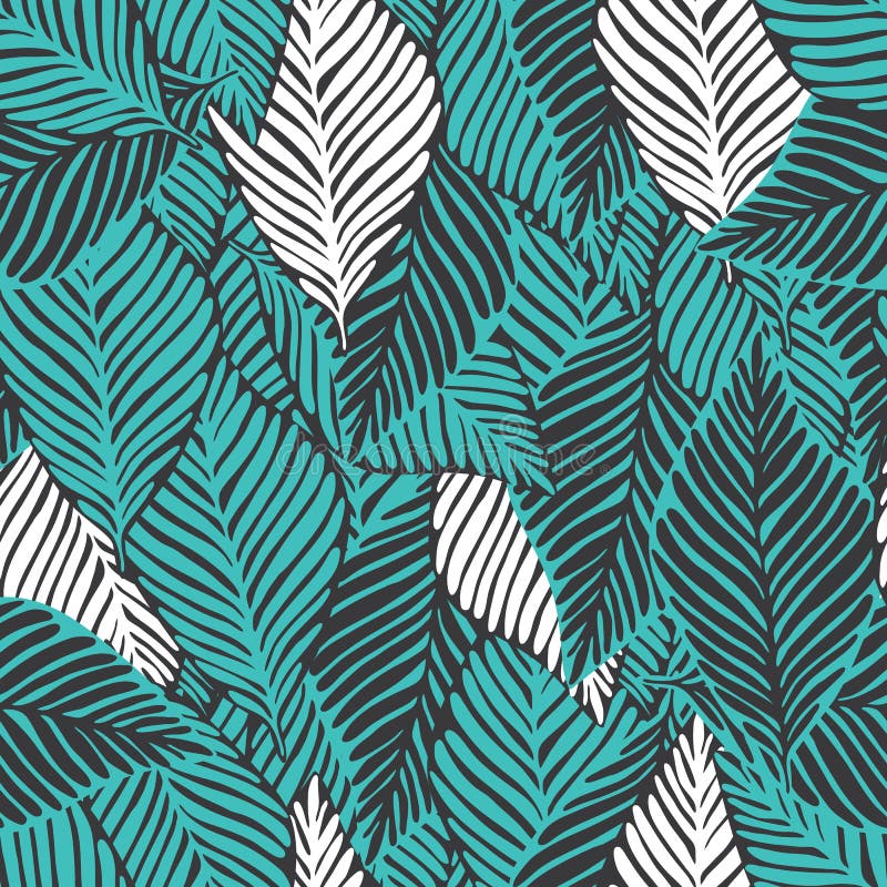 Abstract jungle seamless pattern. Exotic plant. Tropical print