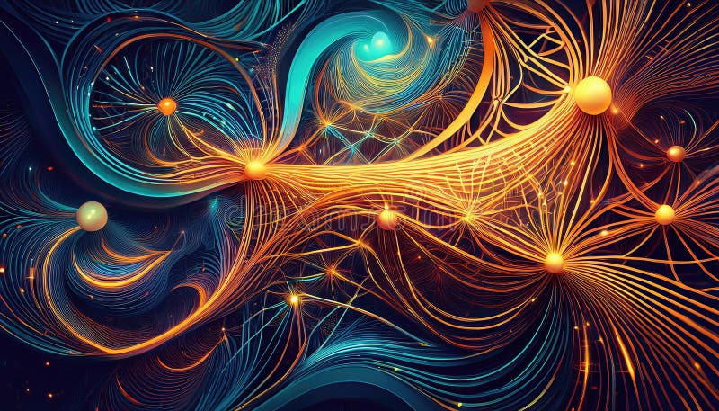 Abstract Kaleidoscope of Lines and Shapes A Dynamic, Intricate Artwork Displaying a Mesmerizing Visual Pattern in Vibrant Hues vector illustration