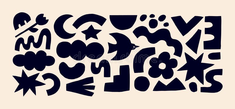 Set de forme organice abstracte pentru copii. forme geometrice vectoriale naive. cifre abstracte. cifre de colecție abstracte pentru șabloane autocolante promo design web și medii sociale.