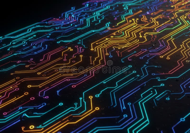 Abstract kleurig stroomcircuit bordpatroon vector illustratie