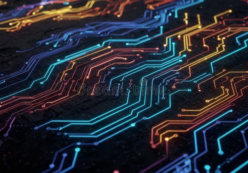 Abstract kleurig stroomcircuit bordpatroon royalty-vrije illustratie