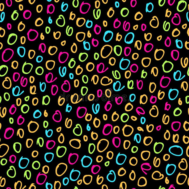 Abstract kleurrijk hand getrokken naadloos patroon, heldere kleurrijke krabbels op een zwarte achtergrond stock illustratie Abstract kleurrijk hand getrokken naadloos patroon, heldere kleurrijke krabbels op een zwarte achtergrond stock illustratie