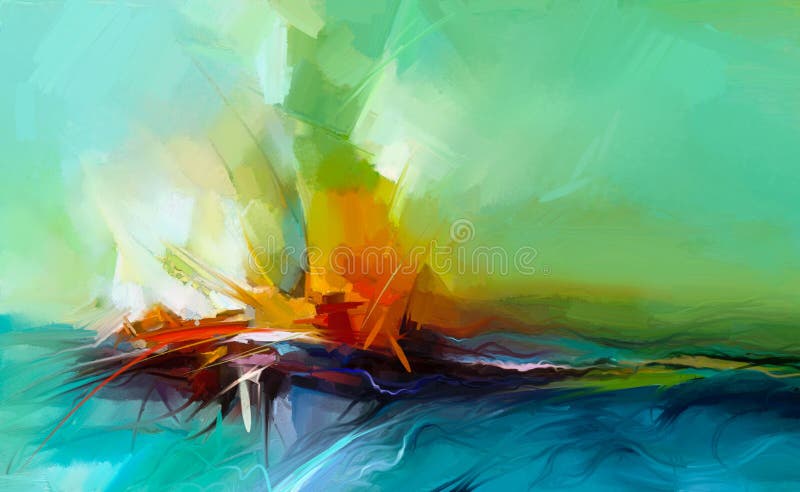 Abstract kleurrijk olieverfschilderij op canvas