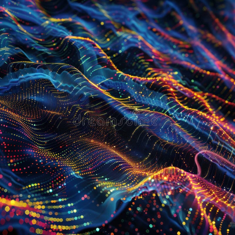 Abstract landscape of digital data flowing lines and shapes representing the endless stream of information on the internet royalty free stock images
