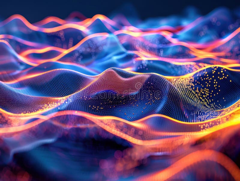 Abstract landscape of digital data flowing lines and shapes representing the endless stream of information on the internet royalty free stock photos