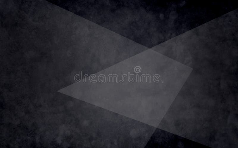 Abstract layers of black white and gray triangles on textured black background in elegant geometric design royalty free illustration