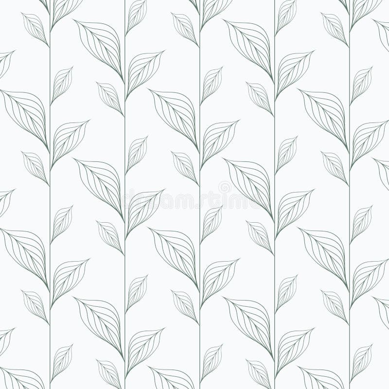 Abstract leaf vector pattern, repeating linear leaves, flower, skeleton leaves, grass. stock illustration