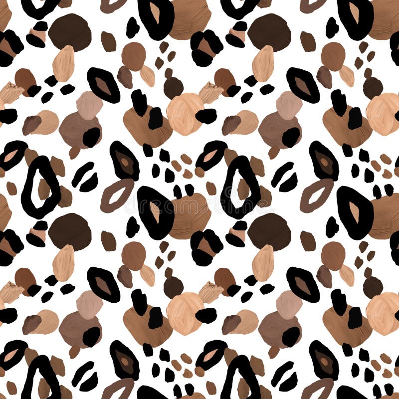 Modern Neutral Leopard and Cheetah Animal Repeat Pattern Wallpaper
