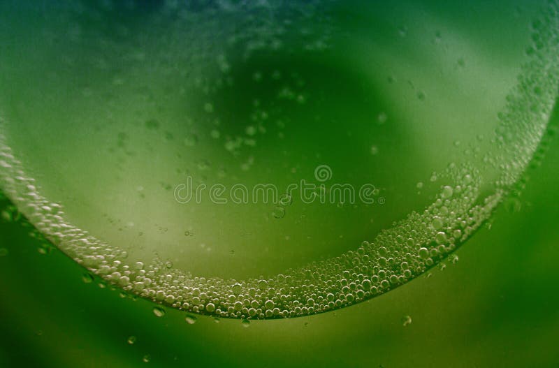 Abstract Light Green Background with Oil Circles . Circle Bubbles Stock