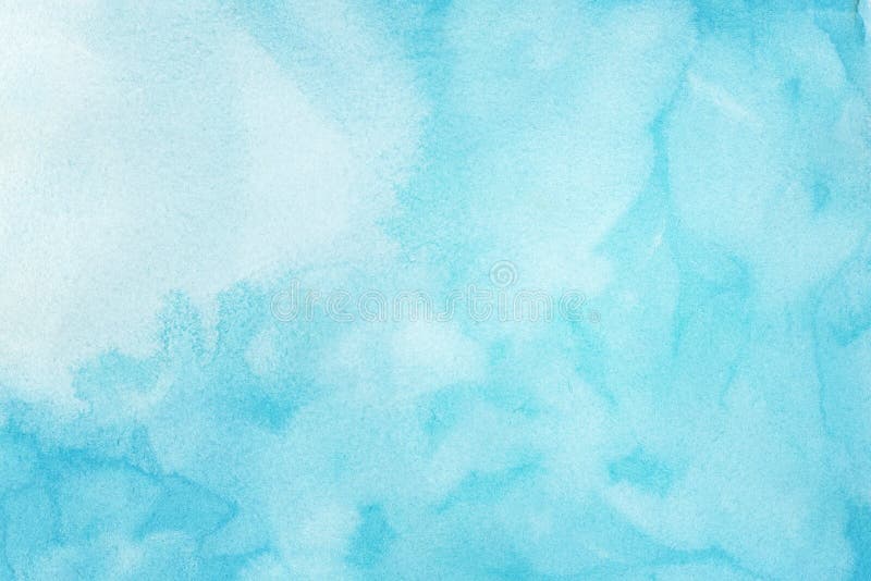 Abstract light blue watercolor background, painted on watercolor paper