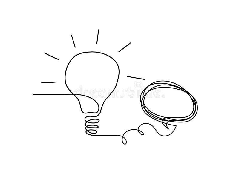 Abstract Light Bulb with Comment As Line Drawing on White Stock