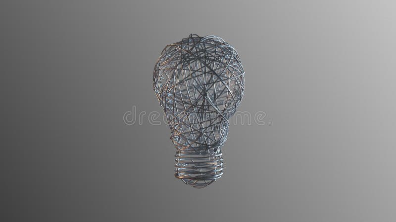 Abstract light bulb from wire. Ultra HD 4k. stock illustration
