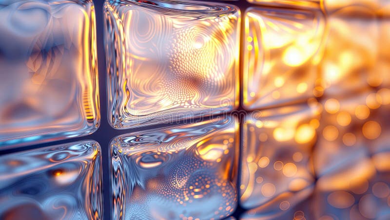 Abstract Light Patterns with Vibrant Refracting Cubes, generative ai stock illustration