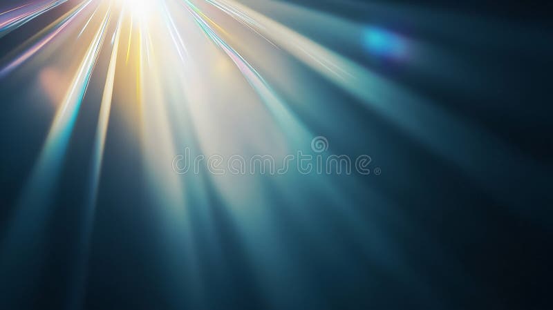 Abstract light rays: colorful radiant beams against dark background royalty free illustration