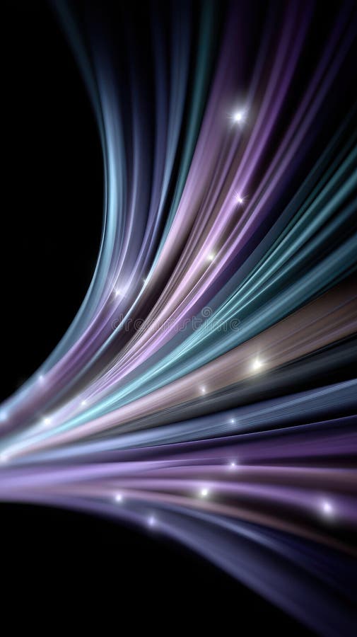 Abstract light trails in motion on black backdrop streaming data visualization digital glowing speed stream colorful royalty free illustration