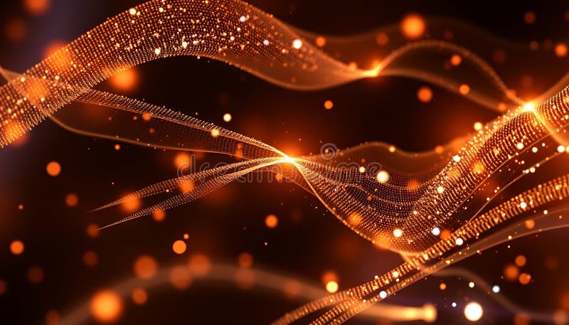 Abstract Light Trails Orange Energy Flow Background Generative AI stock illustration