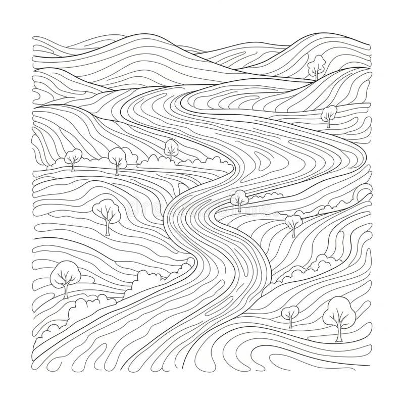 Continuous curved lines forms a harmonious and rhythmic pattern vector illustration