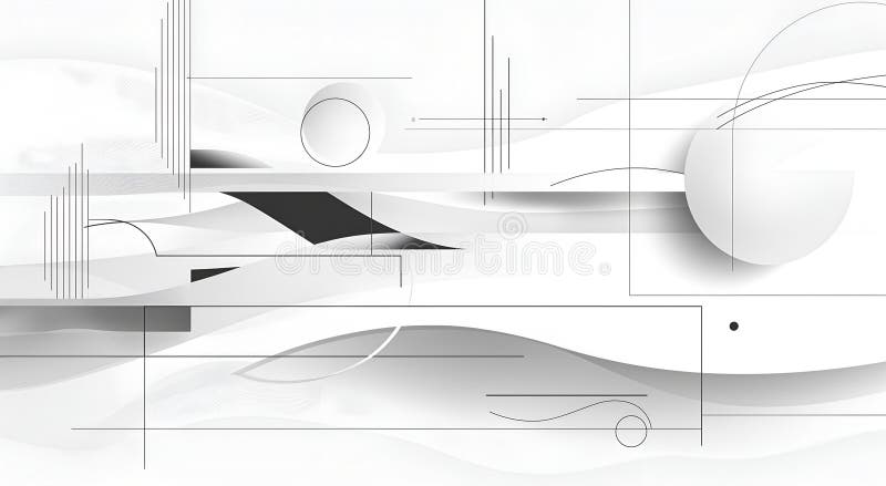 Abstract line art, white lines, gray-white background stock image