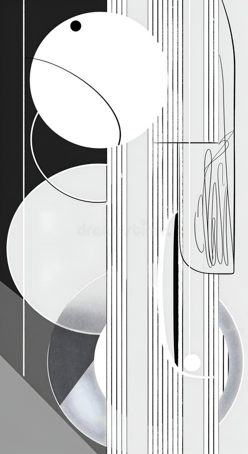 Abstract line art, white lines, gray-white background stock illustration