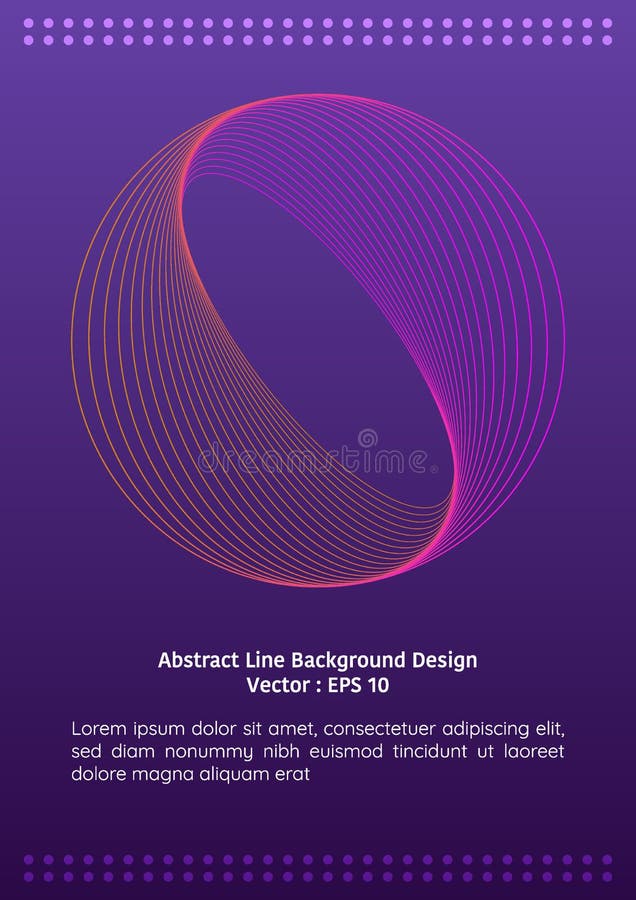 Abstract line background design, impossible circle ring made from group of lines, on gradient background stock illustration