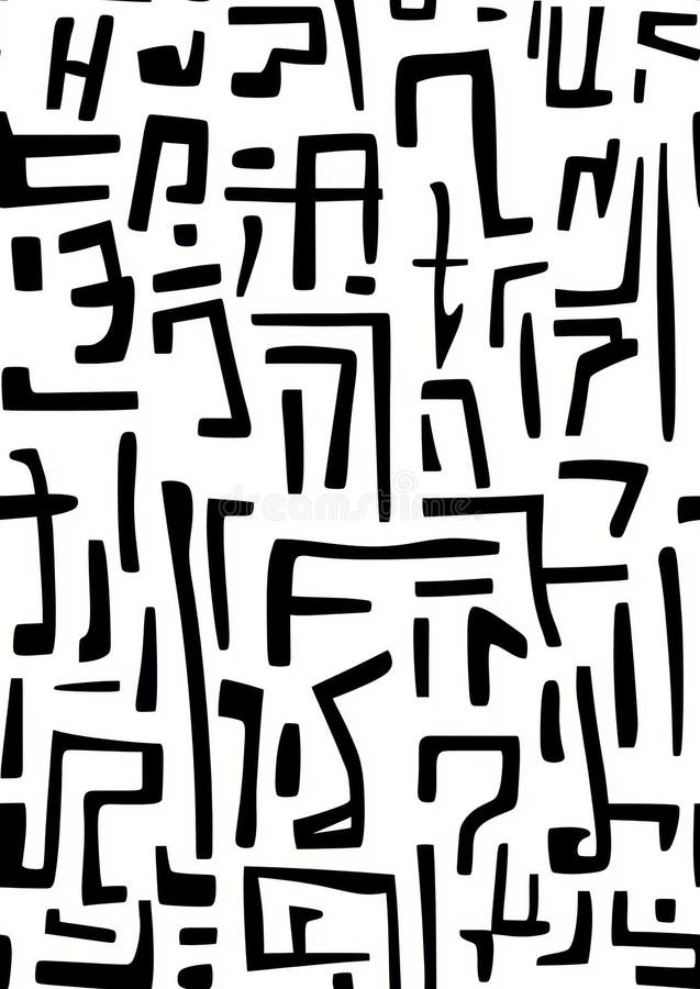 Abstract Line-Based Glyphs on White Background for Design and Art Projects Generative AI royalty free illustration