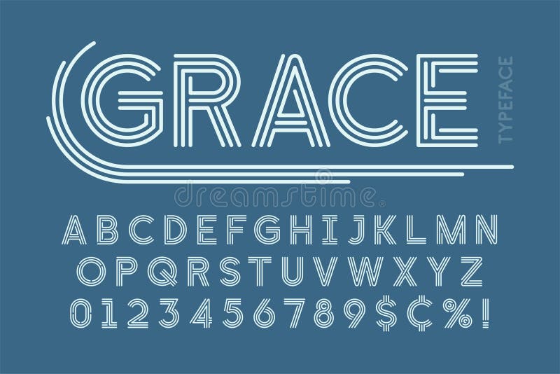Abstract linear font, letters and numbers vector vector illustration Abstract linear font, letters and numbers vector vector illustration