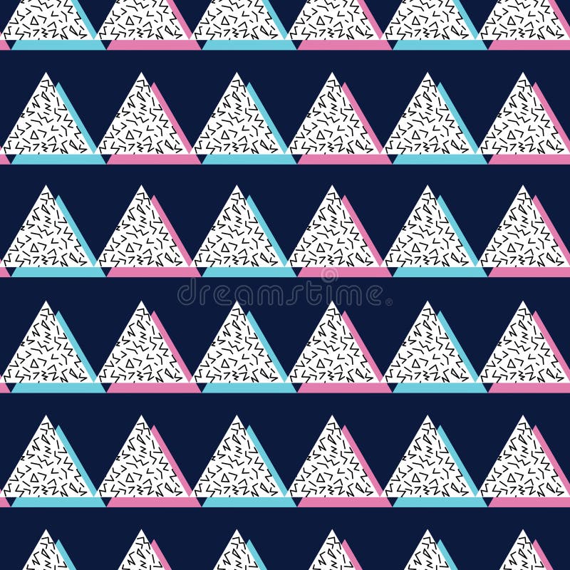 Abstract linear triangle vector pattern, in memphis style, seamless pattern. stock illustration