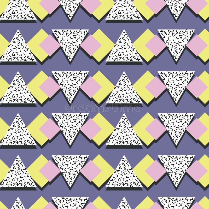 Abstract linear triangle vector pattern, in memphis style, seamless pattern. stock illustration