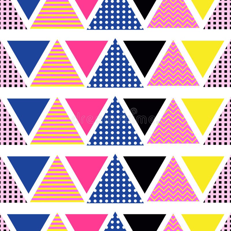 Abstract linear triangle vector pattern, in memphis style, seamless pattern. royalty free illustration