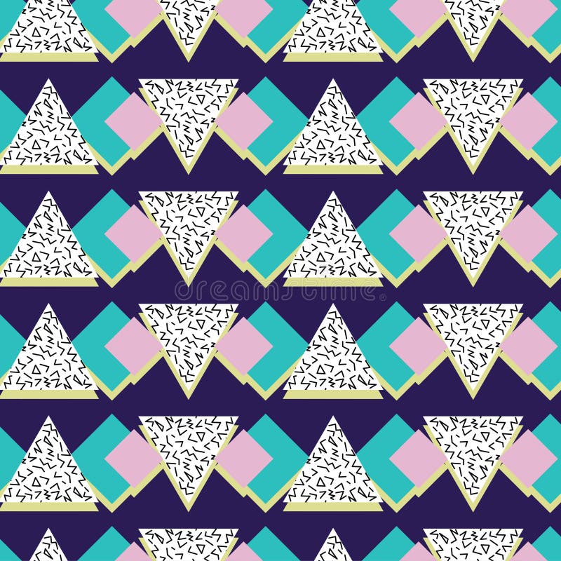 Abstract linear triangle vector pattern, in memphis style, seamless pattern. vector illustration
