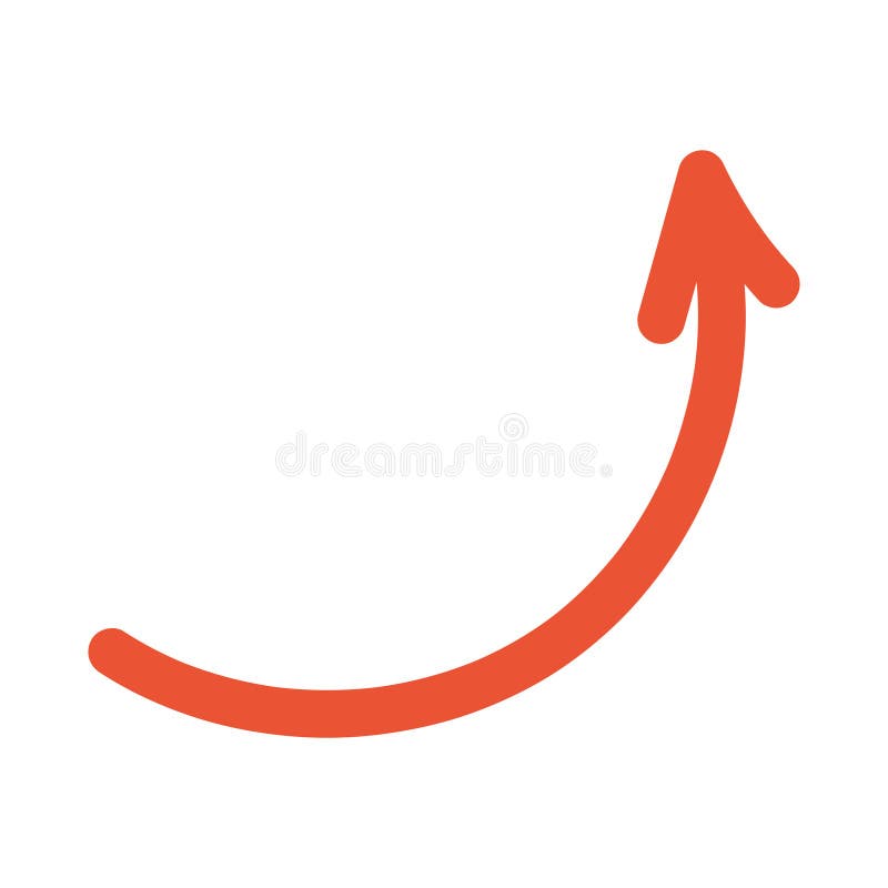 Abstract Lined Arrow Upward Curve Artistic Sketch vector illustration