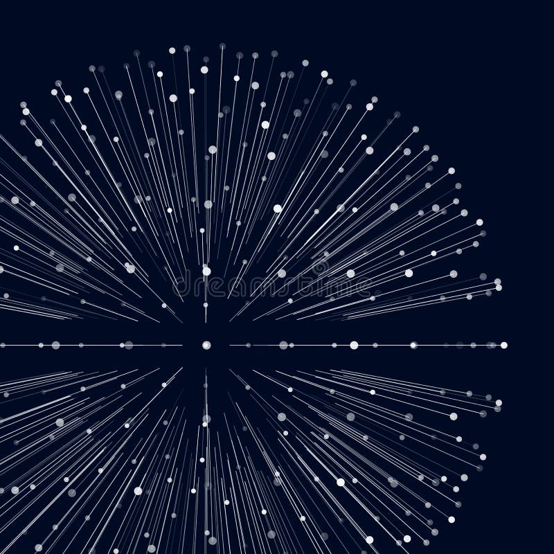 Abstract lines and dots background. Motion of sphere rays. Galaxies blurred in lines and dots stock illustration