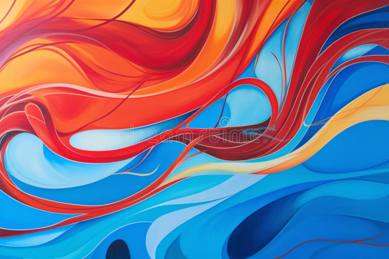 Abstract lines and shapes fluid art with movement and fluidity stock