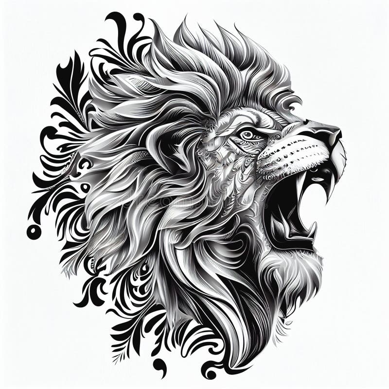 Lion tattoo ink design stock illustration. Illustration of vibrant ...