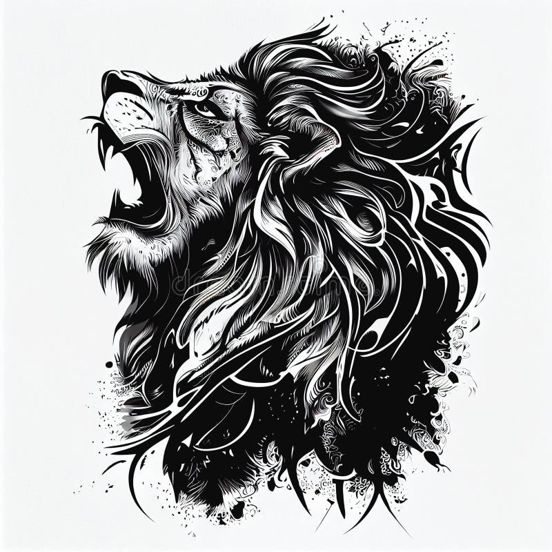 Lion Head With Thunder Storm Effect. Tattoo Art. Vector Illustration. Stock  Photo, Picture and Royalty Free Image. Image 201306801.