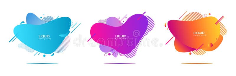Design of liquid color abstract geometric shapes. Futuristic trendy dynamic elements. stock illustration