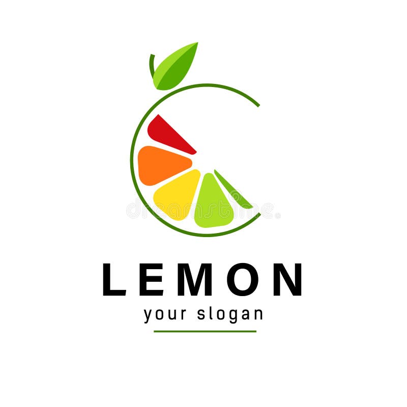 Abstract Logo color slice citrus fruits with circle line. Sign concept for juice companies. stock illustration