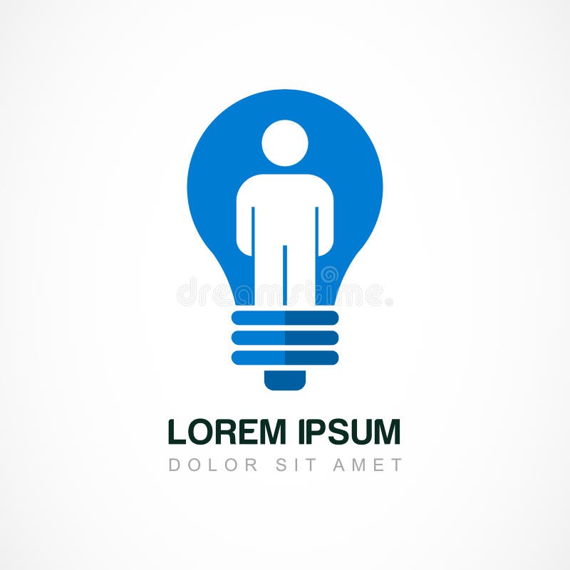 Abstract logo design template. Light bulb with man, business, so stock illustration Abstract logo design template. Light bulb with man, business, so stock illustration