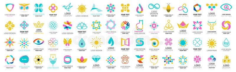 Abstract Logo And Icon Set. Elements Collection Isolated On White royalty free illustration