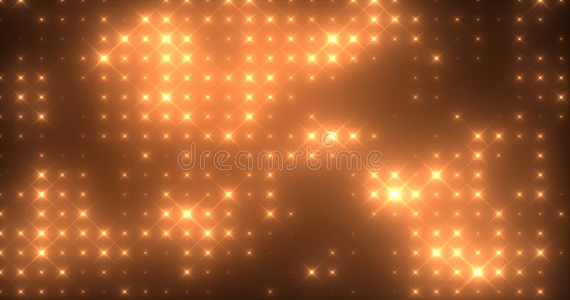 Abstract loop glowing yellow orange disco wall with bright light bulbs